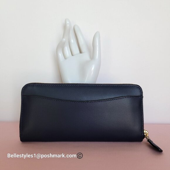 COACH Slim Accordion Smooth Leather Wallet with Back Slip Pocket- Dark Navy⭐ - Picture 6 of 16